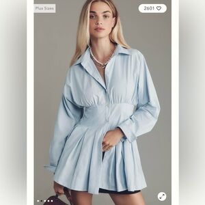 Maeve Light Blue cinched Button Down